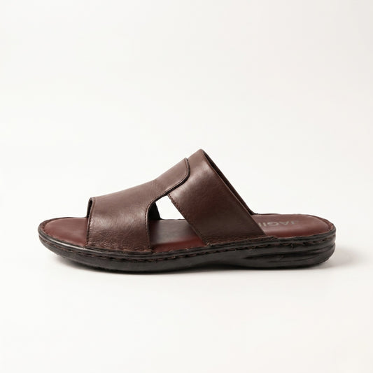Cutout Leather Chappal - Brown