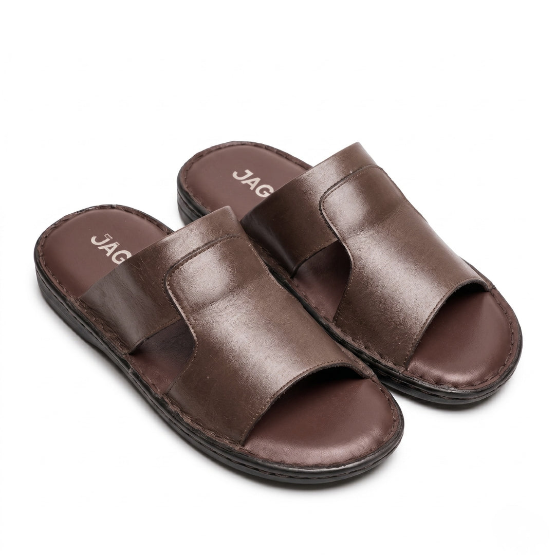 Cutout Leather Chappal - Brown